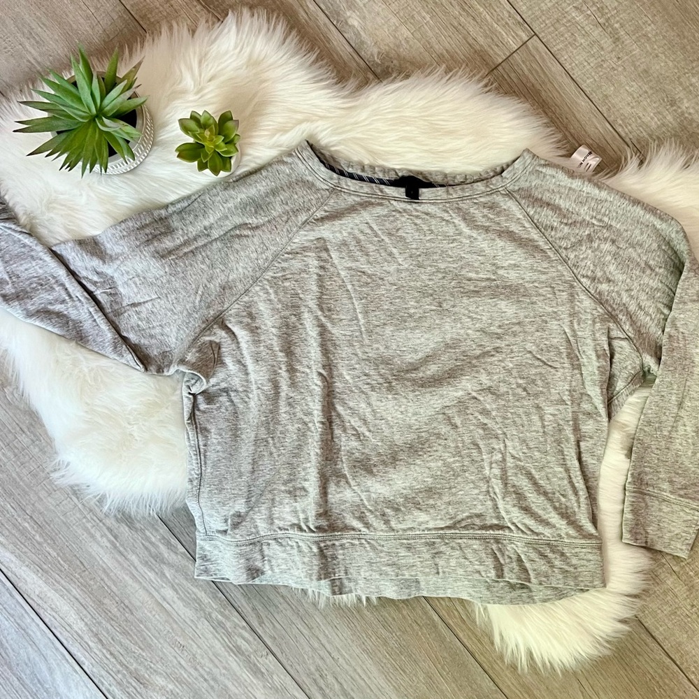 J. CREW | Heather Gray Cropped Raglan 3/4 Sleeve Light Sweatshirt (S)